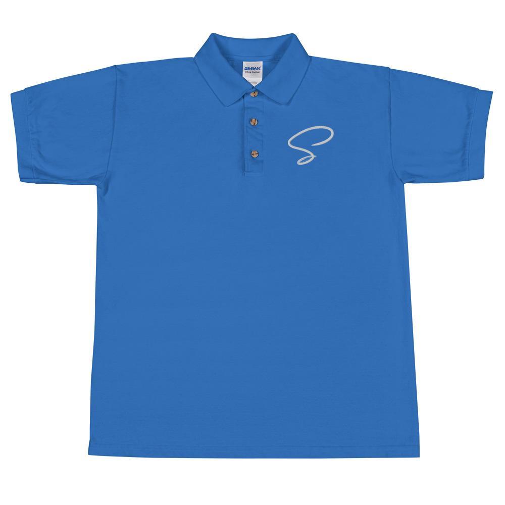 Polo bleu au logo argenté - Saurein