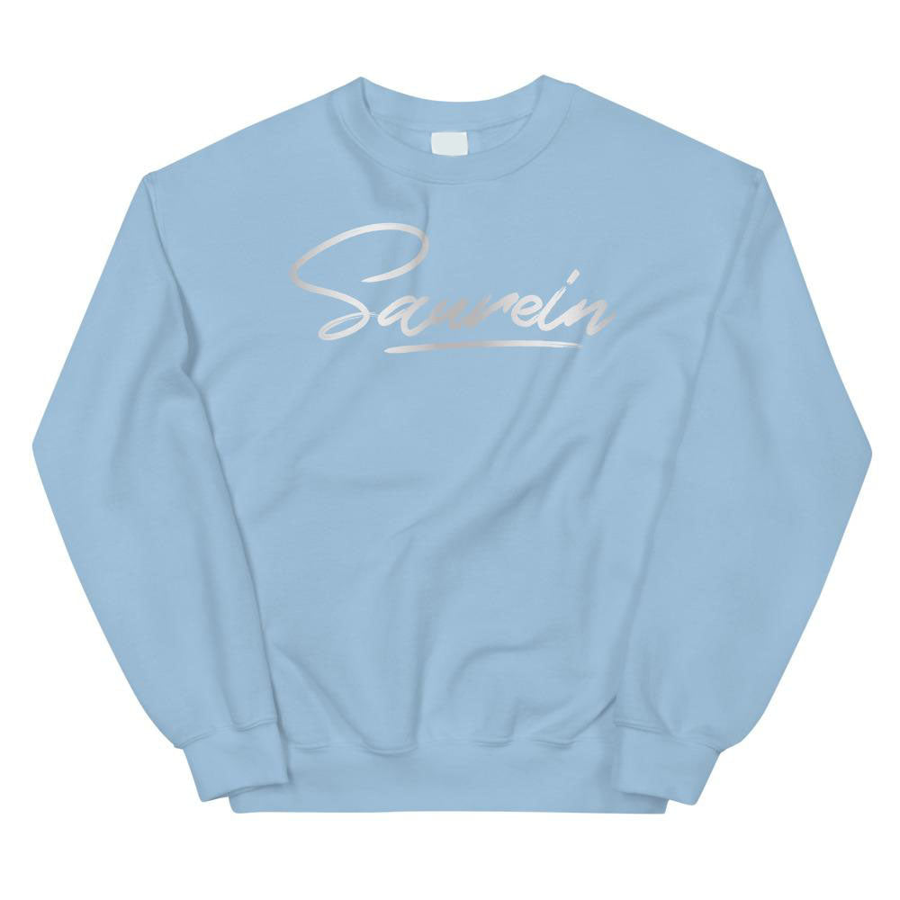 Sweat bleu ciel au logo argenté - Saurein