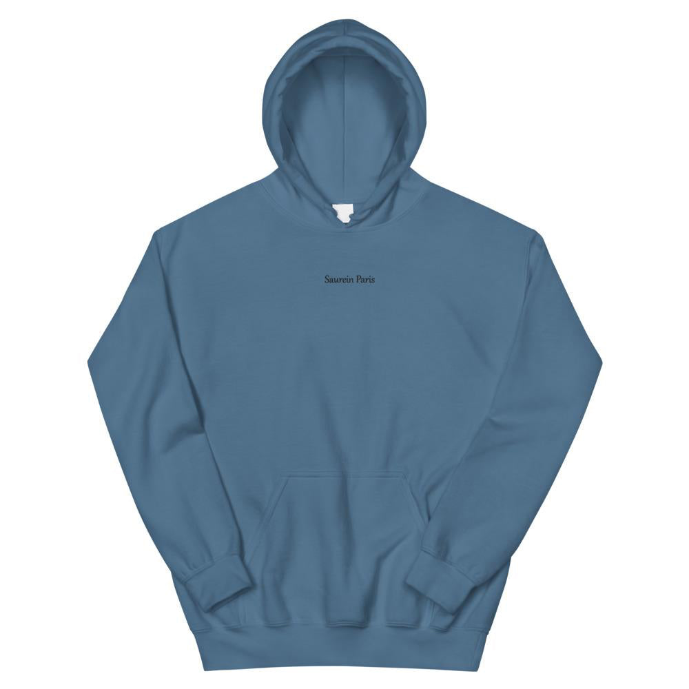 Sweat bleu indigo à capuche Saurein Paris brodé - Saurein