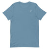 T-shirt bleu acier à col rond logo argenté - Saurein