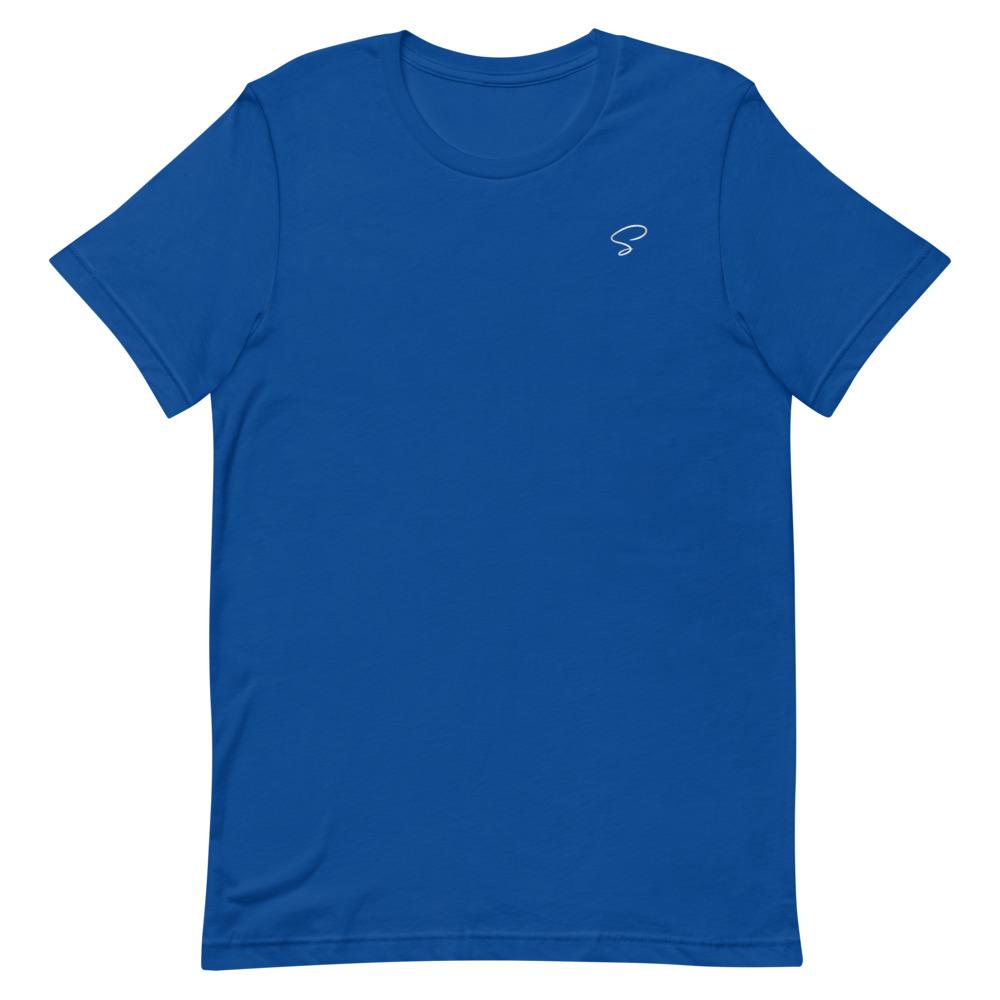 T-shirt bleu à col rond logo argenté - Saurein