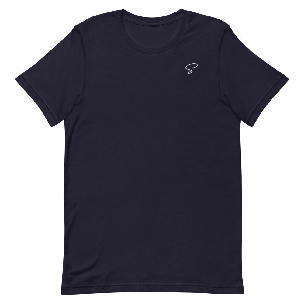 T-shirt bleu marine à col rond logo argenté - Saurein