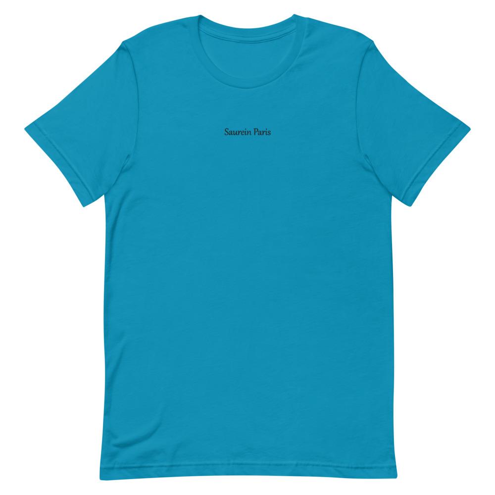 T-shirt bleu turquoise Saurein Paris brodé - Saurein