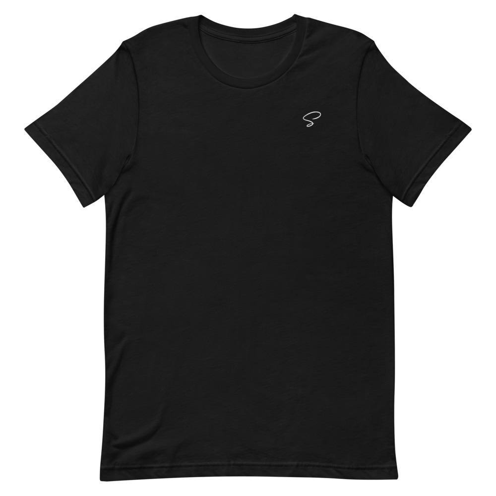 T-shirt noir à col rond logo argenté - Saurein