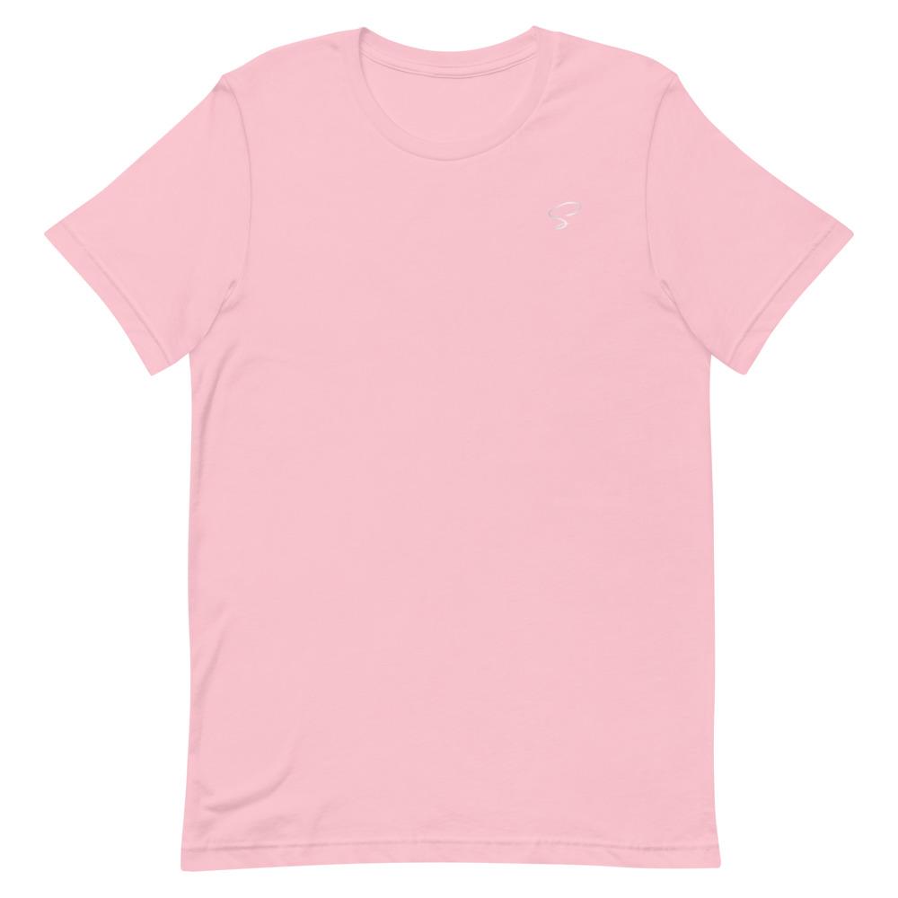 T-shirt rose à col rond logo argenté - Saurein