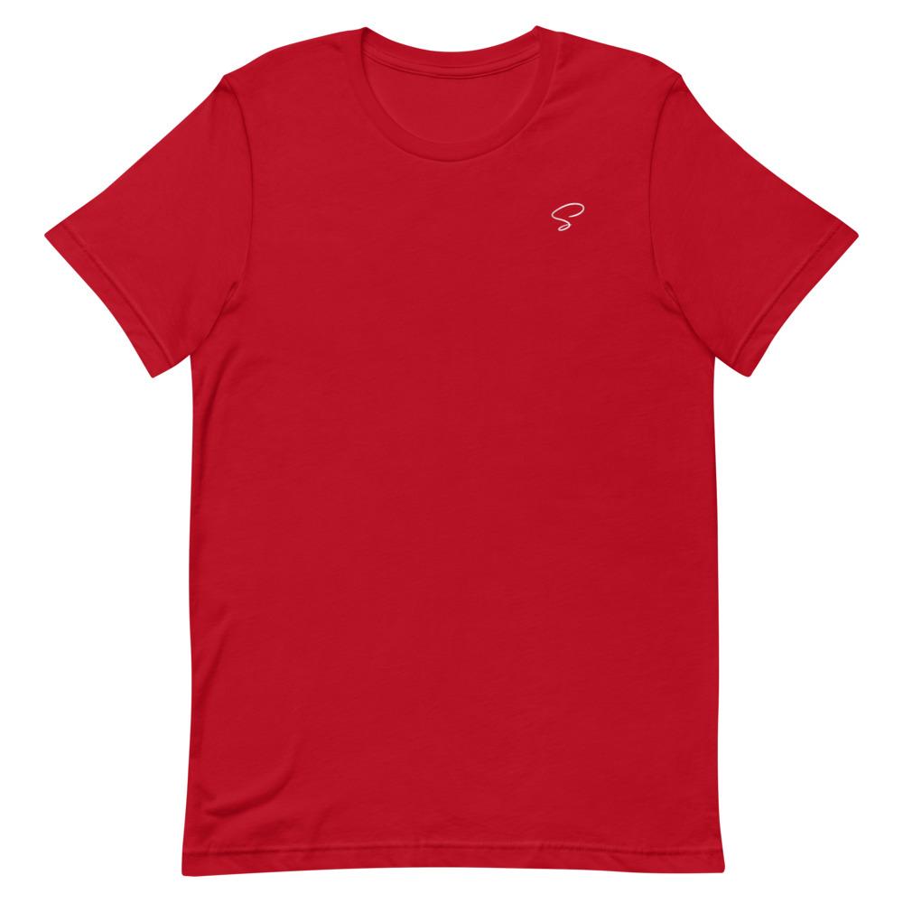 T-shirt rouge à col rond logo argenté - Saurein