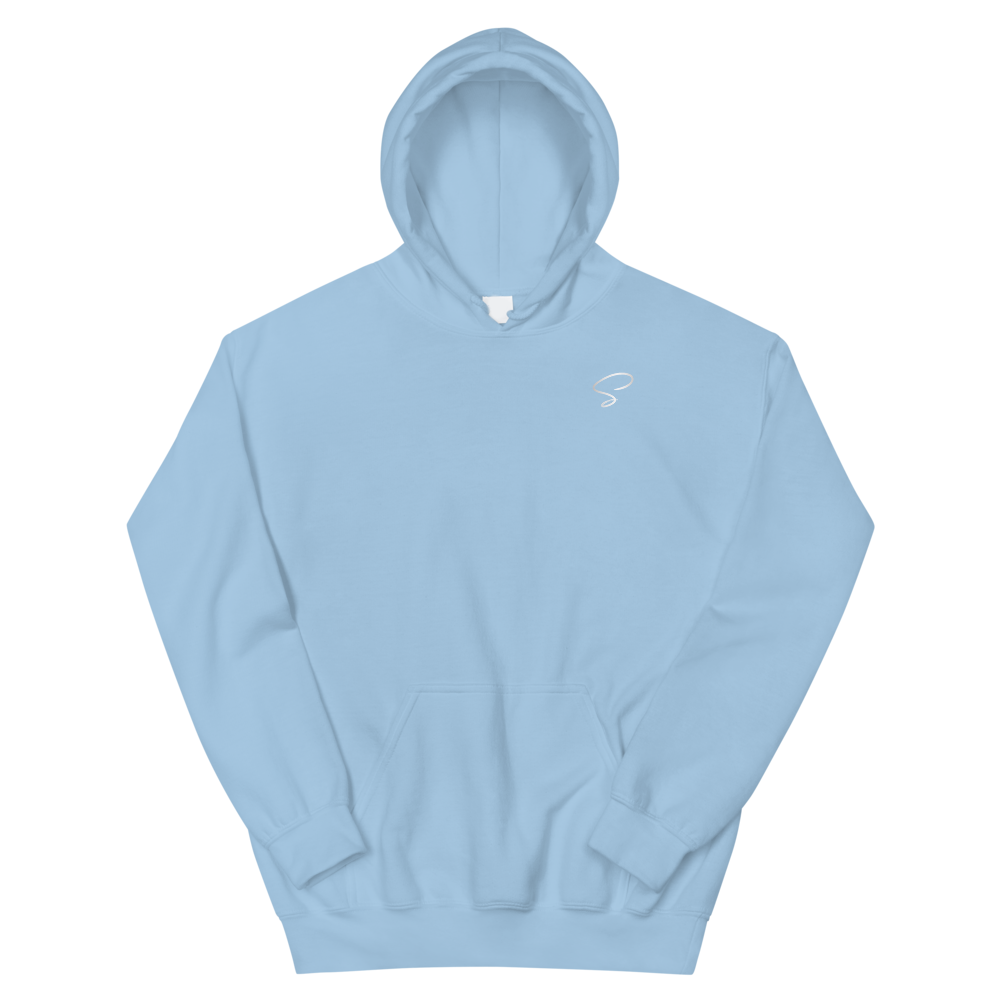Sweat à capuche bleu ciel logo argenté - Saurein