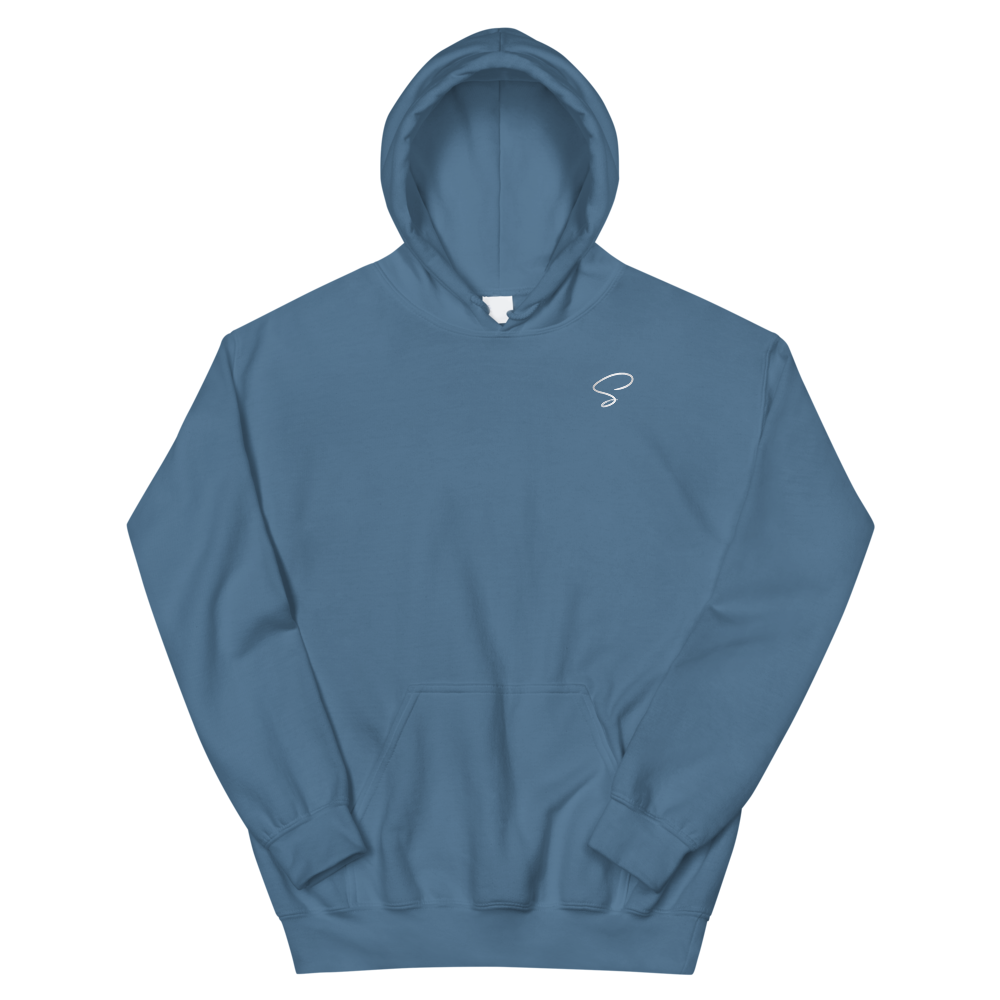 Sweat à capuche bleu indigo logo argenté - Saurein